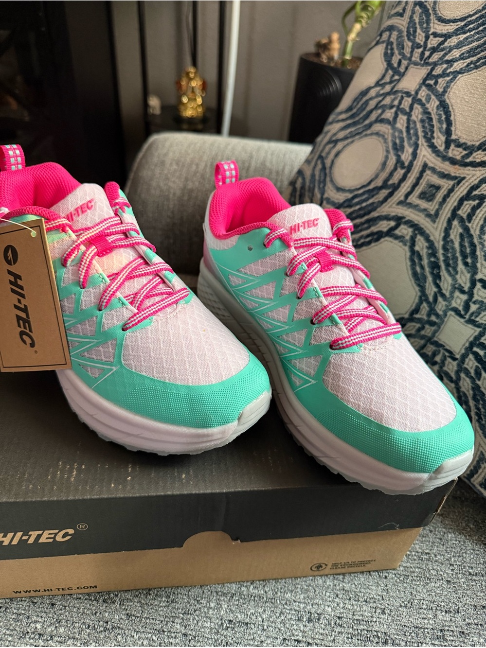 Hi-Tec Women’s Pink and Teal Lightweight Athletic Sneakers